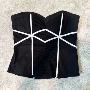 Bebe Black Corset Top Bustier Geometric Design Y2K Retro Vintage Women's Medium